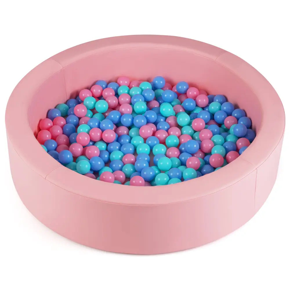 42.5 Inch Round Foam Ball Pits with 25D Sponge Filling and Washable PU Cover for Toddlers-Pink - Pink - Climbers &