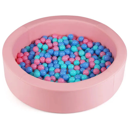42.5 Inch Round Foam Ball Pits with 25D Sponge Filling and Washable PU Cover for Toddlers - Pink - Oasis Home Essentials