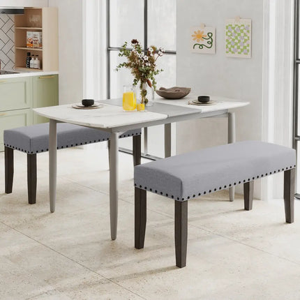 42.5 Inch Upholstered Entryway Bench End of Bed Bench-Gray - Gray - Shoe Racks & Storage Benches