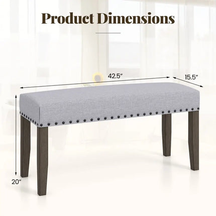 42.5 Inch Upholstered Entryway Bench End of Bed Bench-Gray - Gray - Shoe Racks & Storage Benches