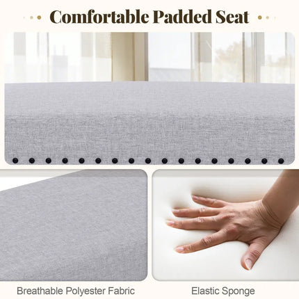 42.5 Inch Upholstered Entryway Bench End of Bed Bench-Gray - Gray - Shoe Racks & Storage Benches
