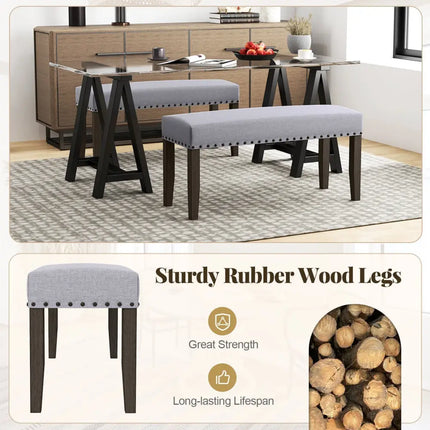 42.5 Inch Upholstered Entryway Bench End of Bed Bench-Gray - Gray - Shoe Racks & Storage Benches
