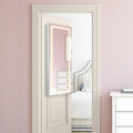42.5 Inches Lockable Jewelry Mirror Wall Cabinet with 3-Color LED Lights-White - White - Jewelry Armoires