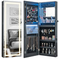 42.5 Inches Lockable Jewelry Mirror Wall Cabinet with 3-Color LED Lights-Black - Black - Jewelry Armoires