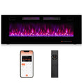 42/50/60/72 Inch Ultra-Thin Electric Fireplace with Decorative Crystals-50 inches - Black - Fireplaces