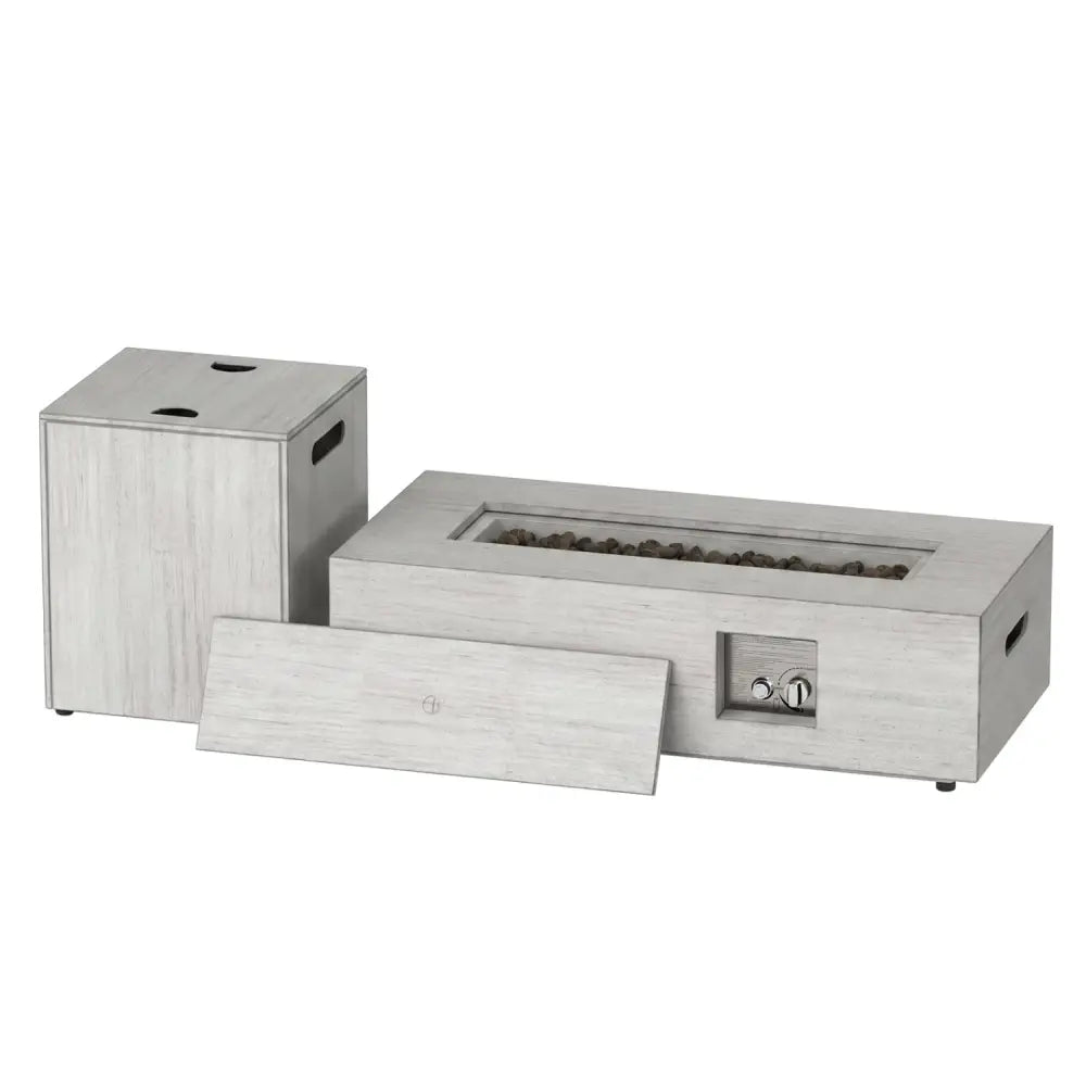 42 Inch 50 000 BTU Outdoor Rectangular Fire Table with Tank Holder - Gray - Fire Pit Tables