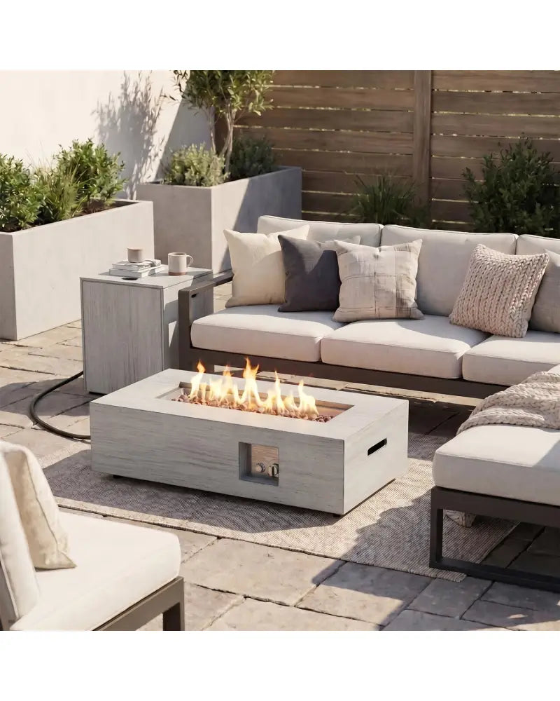 42 Inch 50 000 BTU Outdoor Rectangular Fire Table with Tank Holder - Gray - Fire Pit Tables