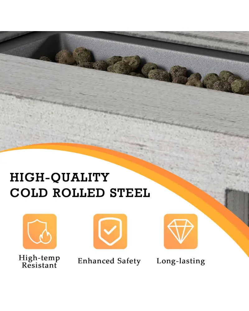 42 Inch 50 000 BTU Outdoor Rectangular Fire Table with Tank Holder - Gray - Fire Pit Tables