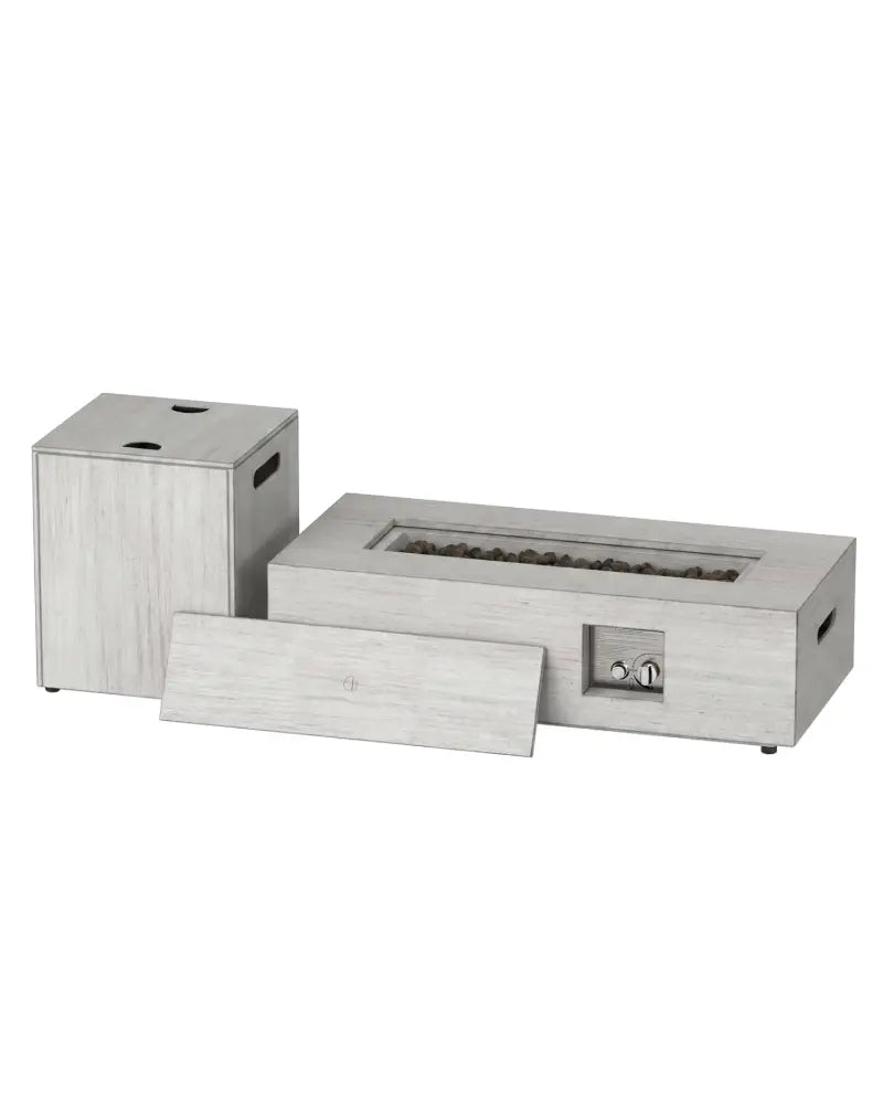 42 Inch 50 000 BTU Outdoor Rectangular Fire Table with Tank Holder - Gray - Fire Pit Tables