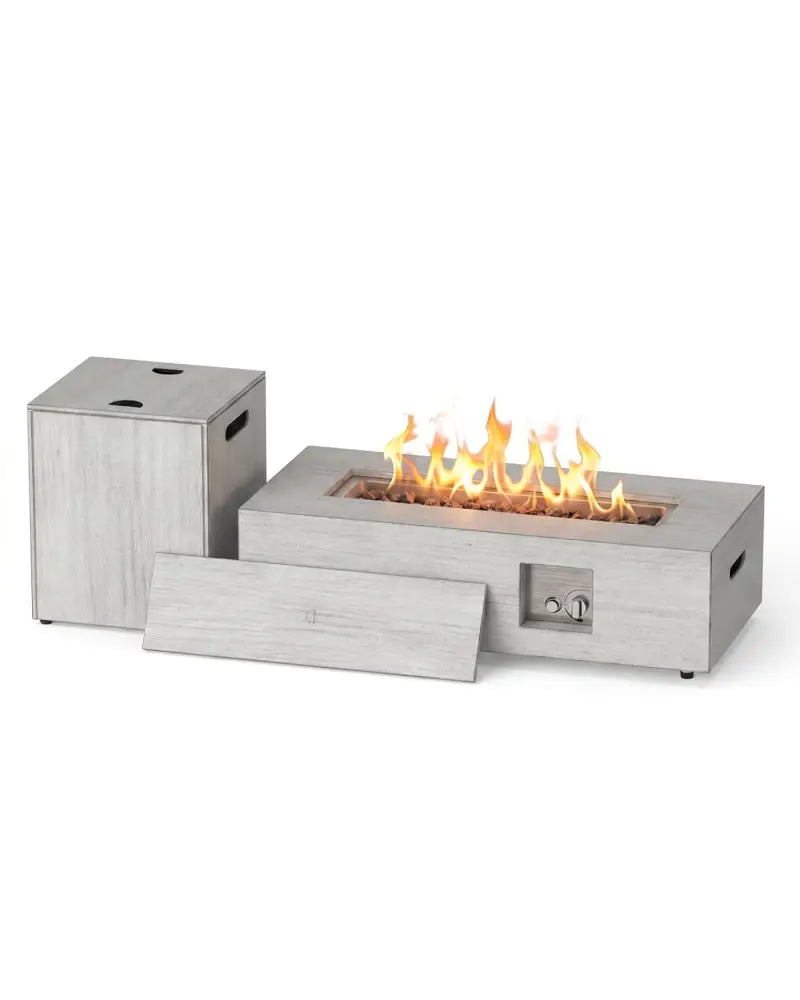 42 Inch 50 000 BTU Outdoor Rectangular Fire Table with Tank Holder - Gray - Fire Pit Tables