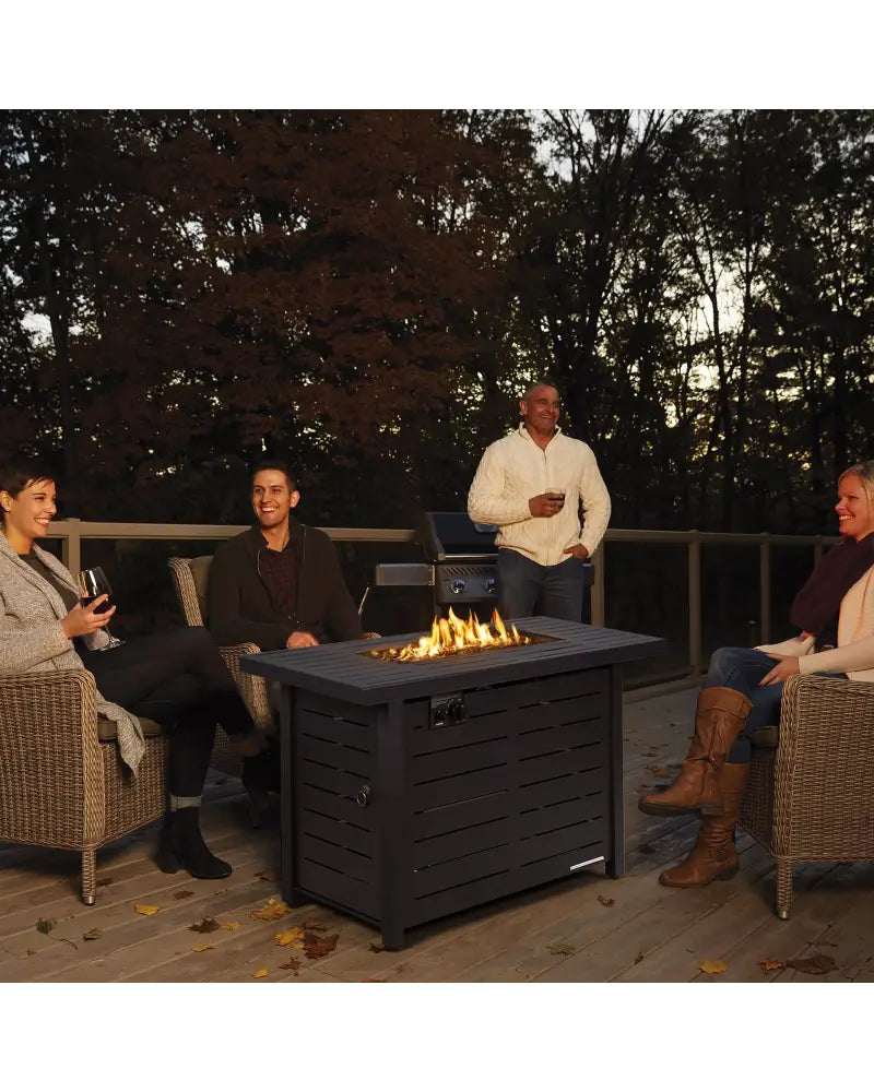 42 Inch 60 000 BTU Rectangular Propane Fire Pit Table with Waterproof Cover - Fire Pit Tables
