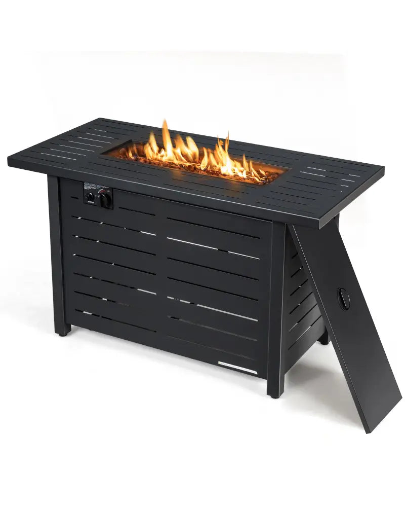 42 Inch 60 000 BTU Rectangular Propane Fire Pit Table with Waterproof Cover - Fire Pit Tables