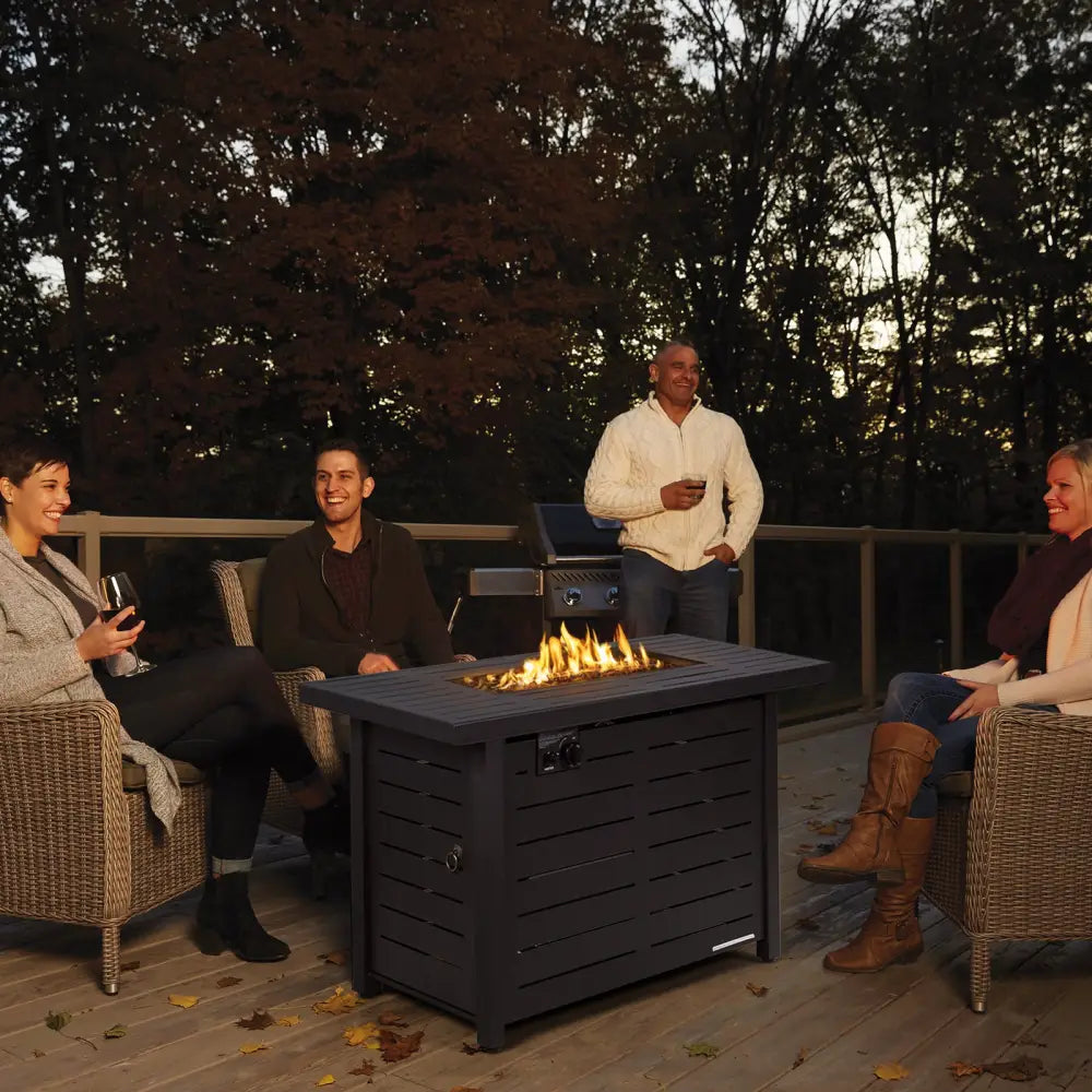 42 Inch 60 000 BTU Rectangular Propane Fire Pit Table with Waterproof Cover - Fire Pit Tables