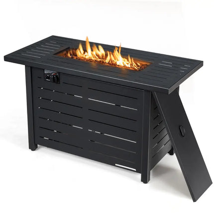 42 Inch 60 000 BTU Rectangular Propane Fire Pit Table with Waterproof Cover - Fire Pit Tables