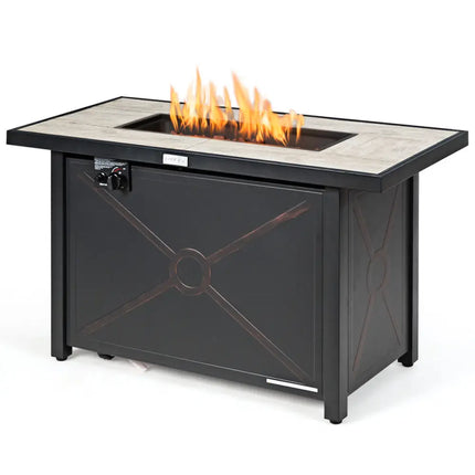 42 Inch 60000 BTU Propane Fire Pit Table with Ceramic Tabletop - Black - Fire Pit Tables