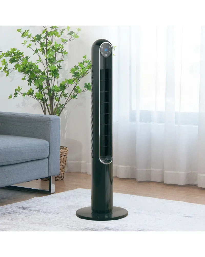 42 Inch 80 Degree Tower Fan with Smart Display Panel and Remote Control-Black - Black - Fans
