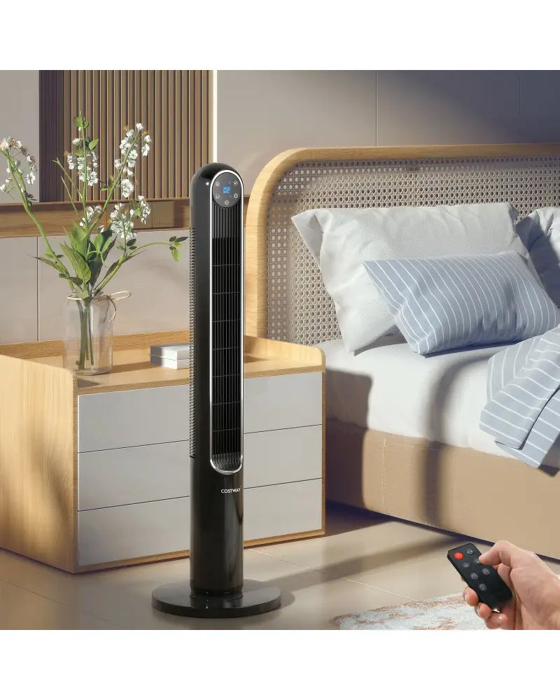 42 Inch 80 Degree Tower Fan with Smart Display Panel and Remote Control-Black - Black - Fans