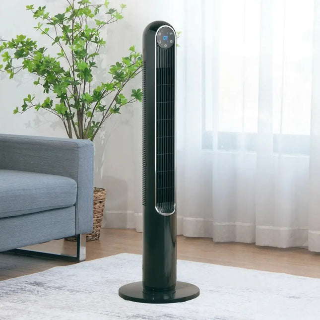 42 Inch 80 Degree Tower Fan with Smart Display Panel and Remote Control-Black Costway