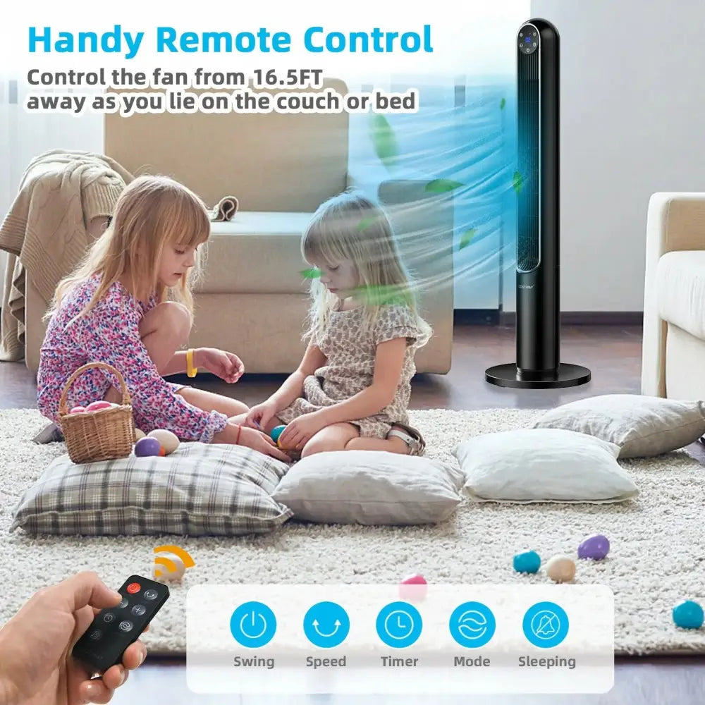 42 Inch 80 Degree Tower Fan with Smart Display Panel and Remote Control-Black Costway