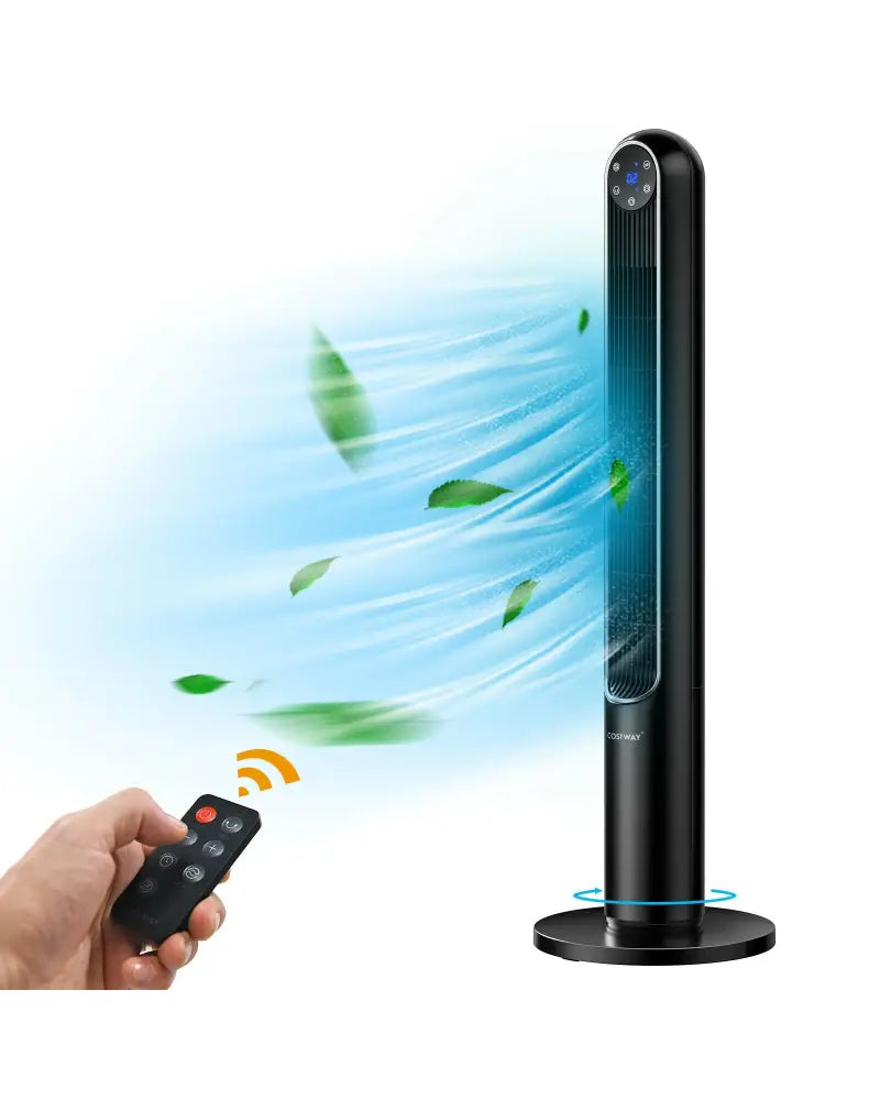 42 Inch 80 Degree Tower Fan with Smart Display Panel and Remote Control-Black - Black - Fans