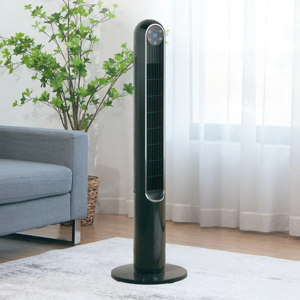 42 Inch 80 Degree Tower Fan with Smart Display Panel and Remote Control-Black - Black - Fans