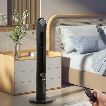 42 Inch 80 Degree Tower Fan with Smart Display Panel and Remote Control-Black Costway