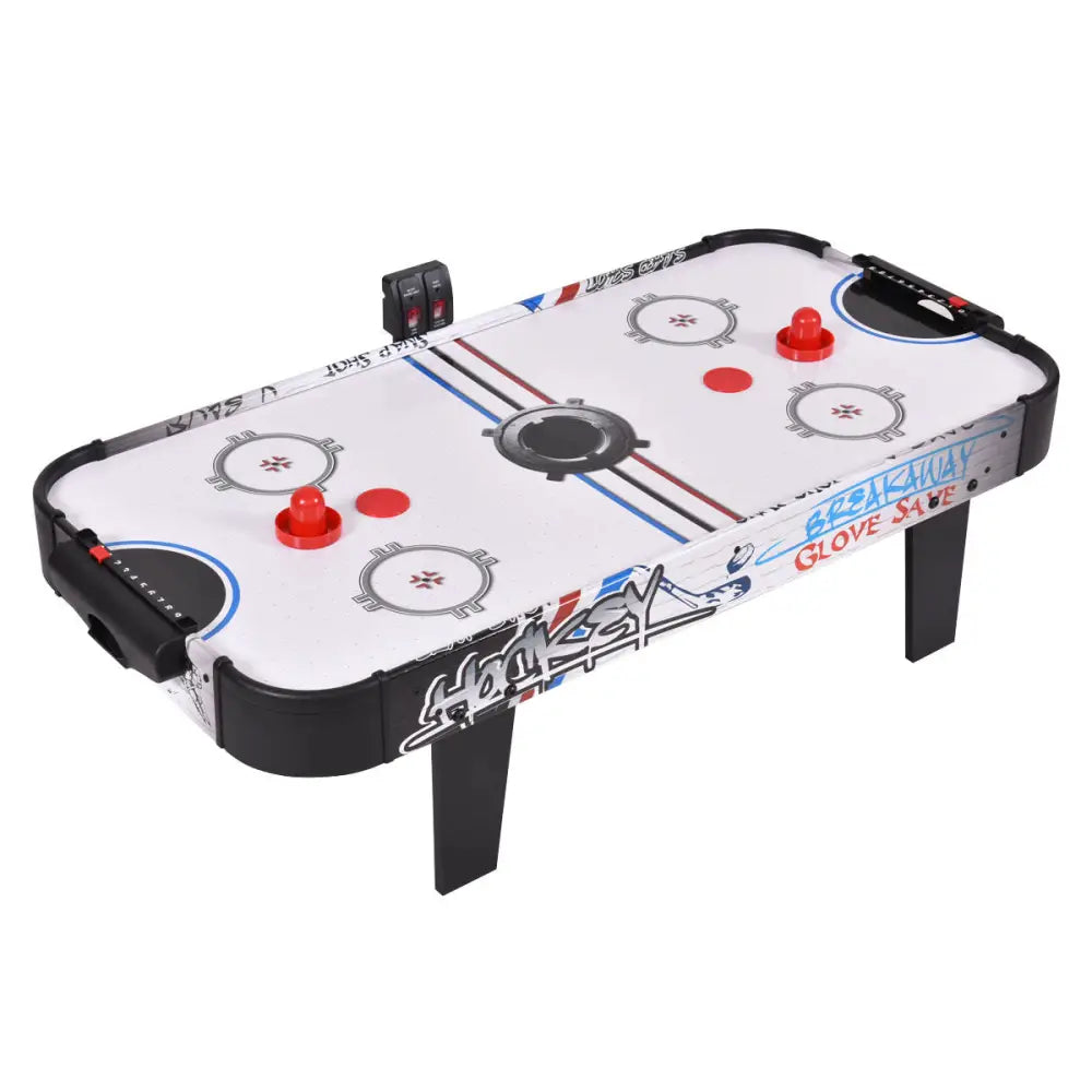 42 Inch Air Powered Hockey Table Top Scoring 2 Pushers - White - Game Room