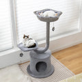 42 Inch Cat Tree with Curved Metal Supporting Frame and Sisal Scratching Board-Gray - Gray - Cat Trees Condos &