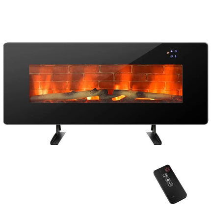 42 Inch Electric Wall Mounted Freestanding Fireplace with Remote Control - Black - Oasis Home Essentials