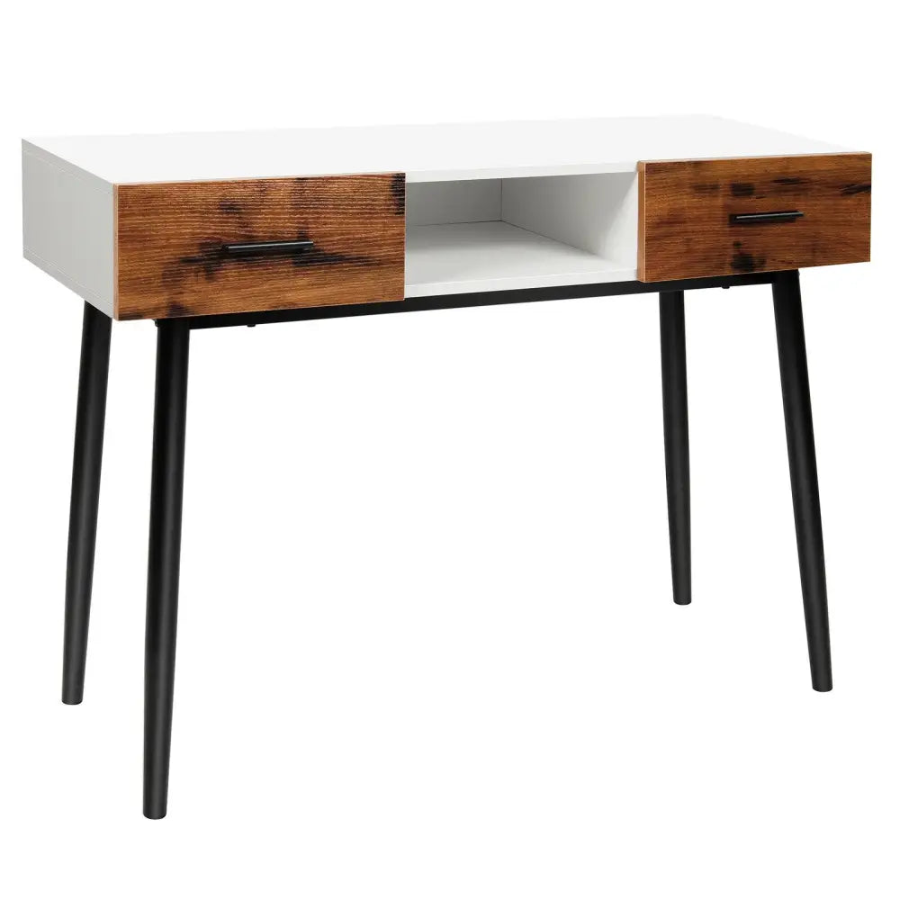 42 Inch Industrial Console Table with 2 Drawers for Entryway Hallway - Brown - Console Tables