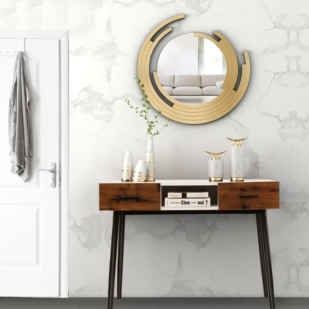 42 Inch Industrial Console Table with 2 Drawers for Entryway Hallway - Brown - Console Tables