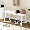 42 Inch Modern Entryway Bench Long Dining Bench with Rubber Wood Legs-White - White - Shoe Racks & Storage Benches