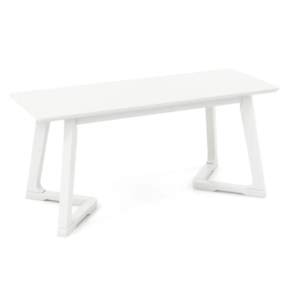 42 Inch Modern Entryway Bench Long Dining Bench with Rubber Wood Legs-White - White - Shoe Racks & Storage Benches