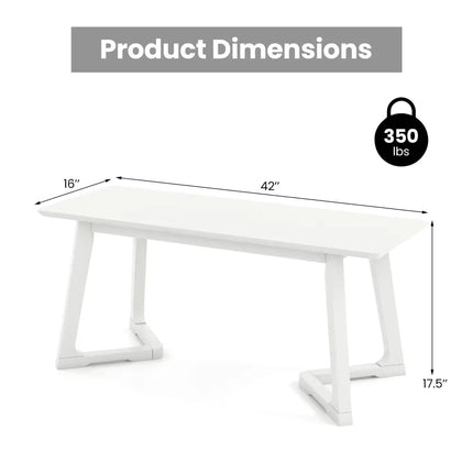 42 Inch Modern Entryway Bench Long Dining Bench with Rubber Wood Legs-White - White - Shoe Racks & Storage Benches