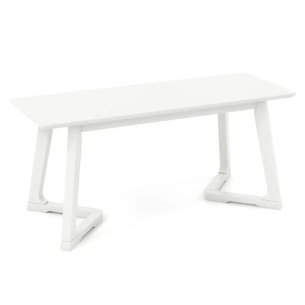 42 Inch Modern Entryway Bench Long Dining Bench with Rubber Wood Legs-White - White - Shoe Racks & Storage Benches