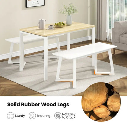 42 Inch Modern Entryway Bench Long Dining Bench with Rubber Wood Legs-White - White - Shoe Racks & Storage Benches