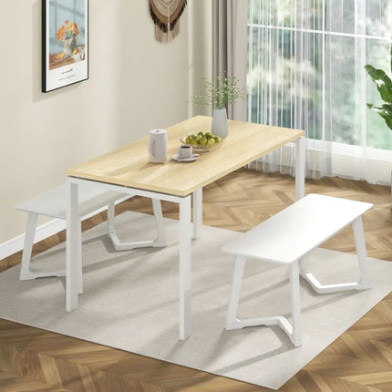 42 Inch Modern Entryway Bench Long Dining Bench with Rubber Wood Legs-White - White - Shoe Racks & Storage Benches