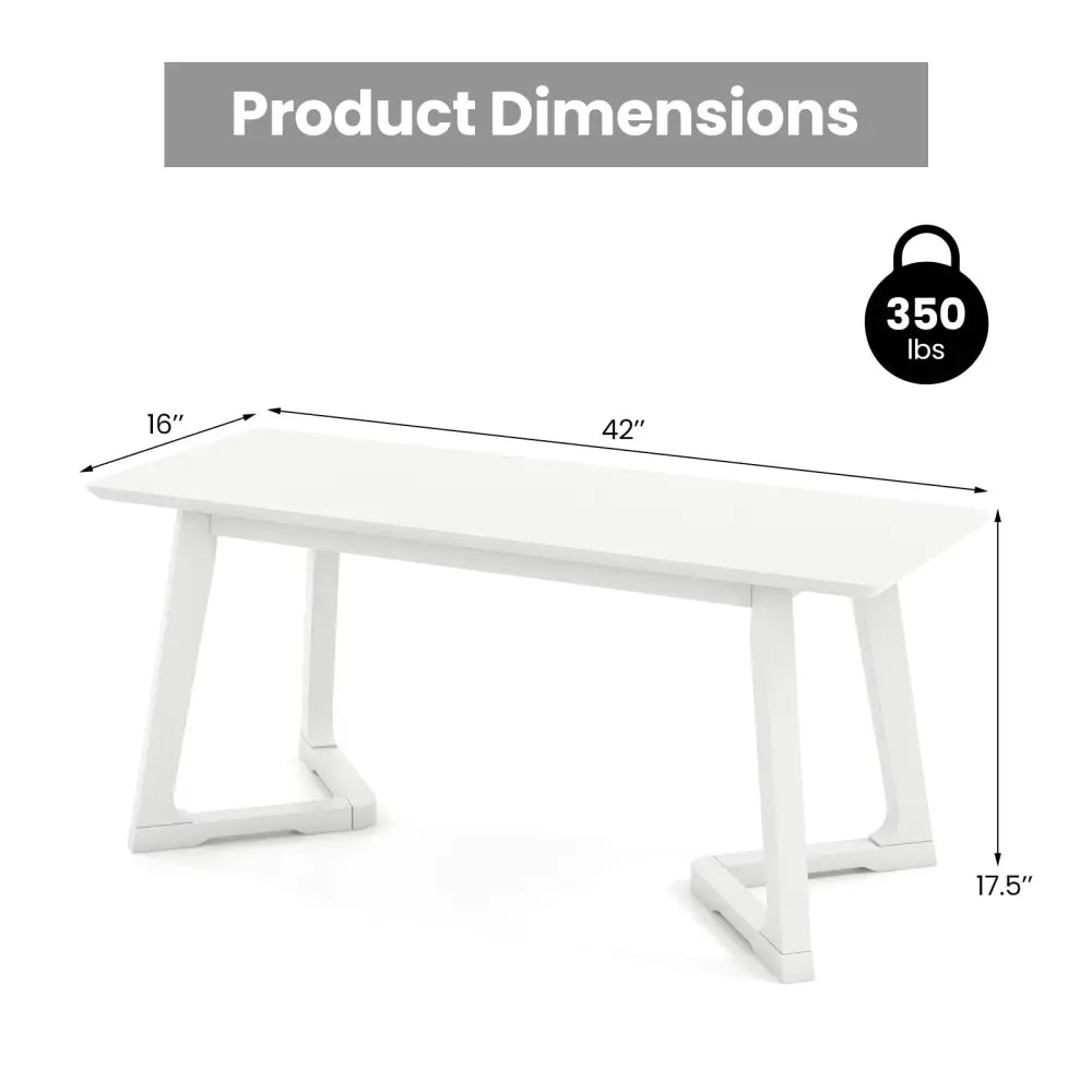 42 Inch Modern Entryway Bench Long Dining Bench with Rubber Wood Legs-White - White - Shoe Racks & Storage Benches