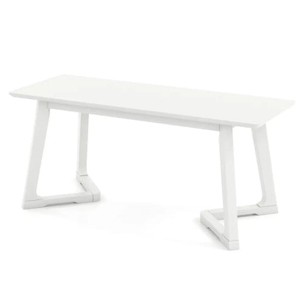 42 Inch Modern Entryway Bench Long Dining Bench with Rubber Wood Legs-White - White - Shoe Racks & Storage Benches