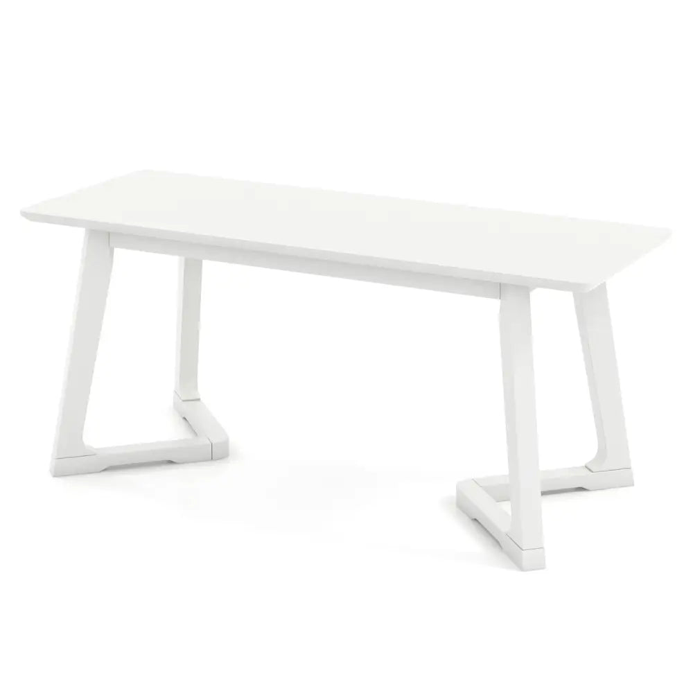 42 Inch Modern Entryway Bench Long Dining Bench with Rubber Wood Legs-White - White - Shoe Racks & Storage Benches