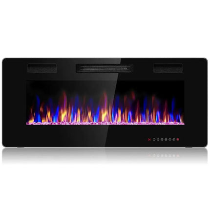 42 Inch Recessed Ultra Thin Electric Fireplace with Timer Costway