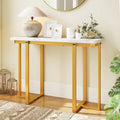42 Inches Modern Faux Marble Entryway Table with Geometric Metal Frame-White - White - Console Tables