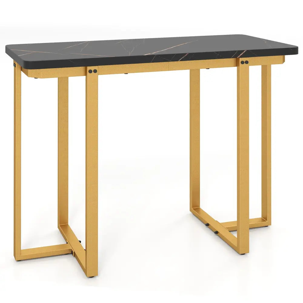 42 Inches Modern Faux Marble Entryway Table with Geometric Metal Frame-Black - Black - Console Tables