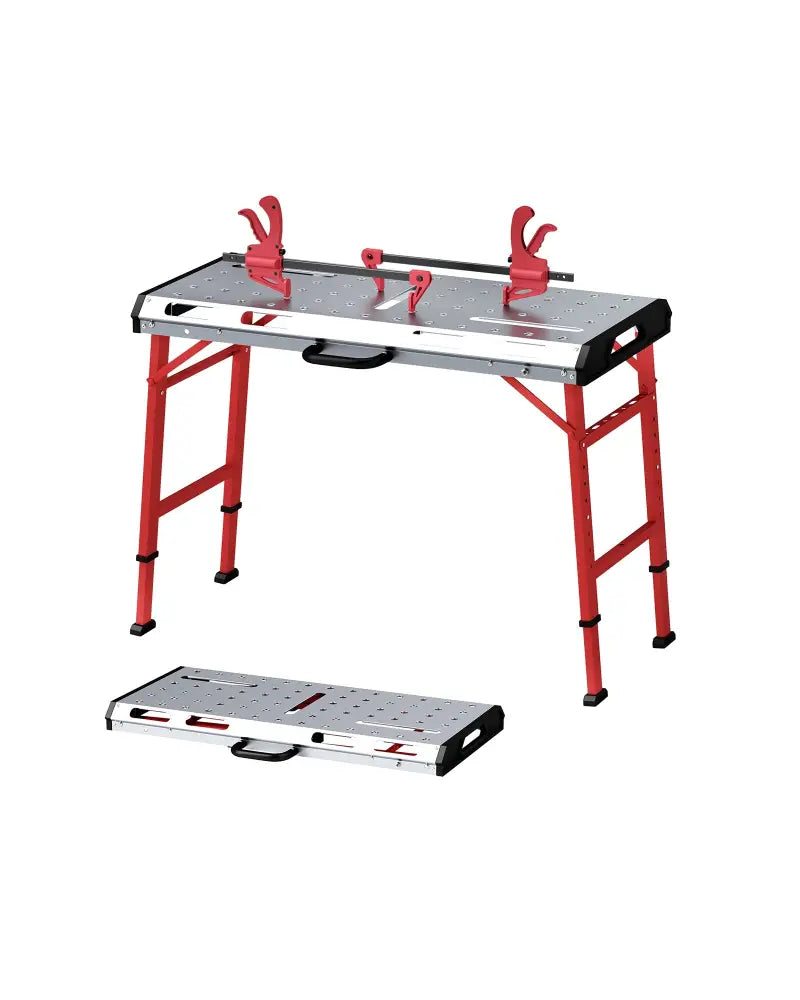 42 Inches x 21 Inches Welding Table with Adjustable Height and 2 Bar Clamps-Silver - Silver - Garages