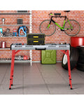 42 Inches x 21 Inches Welding Table with Adjustable Height and 2 Bar Clamps-Silver - Silver - Garages