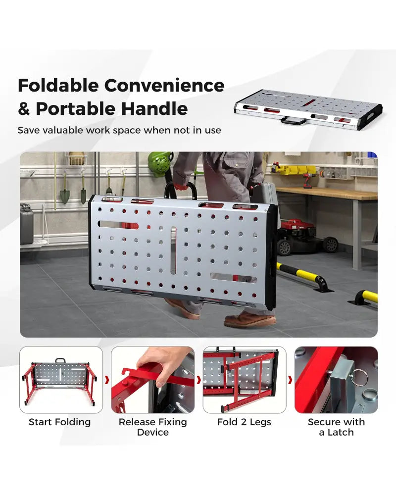 42 Inches x 21 Inches Welding Table with Adjustable Height and 2 Bar Clamps-Silver - Silver - Garages