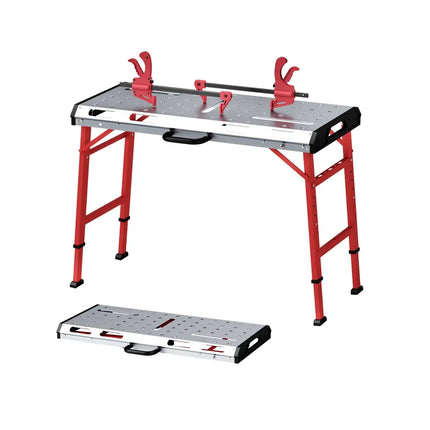 42 Inches x 21 Inches Welding Table with Adjustable Height and 2 Bar Clamps-Silver - Silver - Garages