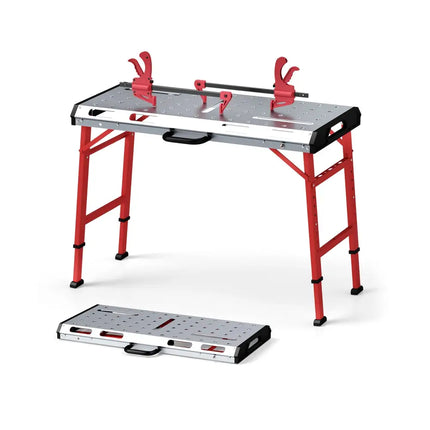 42 Inches x 21 Inches Welding Table with Adjustable Height and 2 Bar Clamps-Silver - Silver - Garages