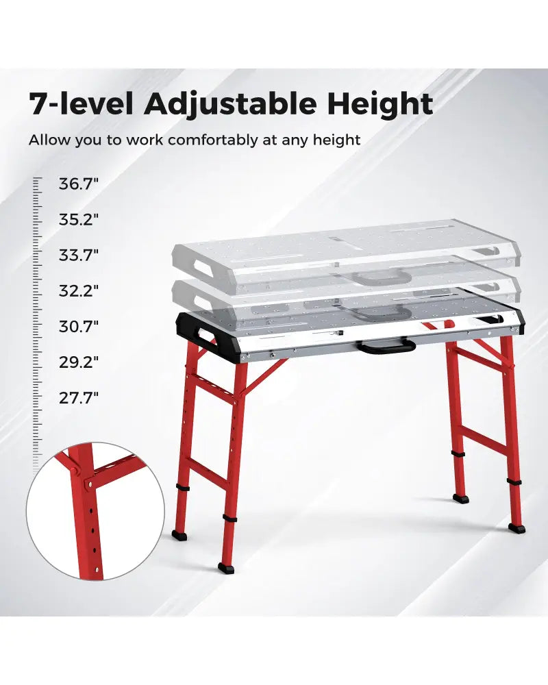 42 Inches x 21 Inches Welding Table with Adjustable Height and 2 Bar Clamps-Silver - Silver - Garages