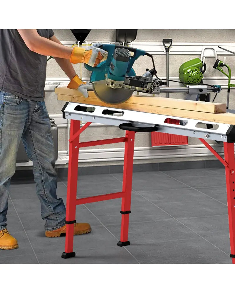 42 Inches x 21 Inches Welding Table with Adjustable Height and 2 Bar Clamps-Silver - Silver - Garages